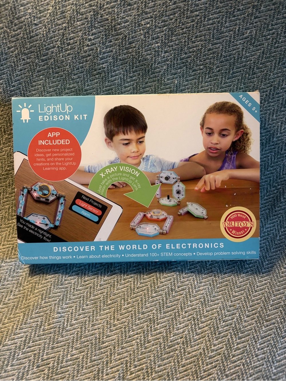 LightUp Edison Kit Kids STEM Electronics Toy - Blue & White